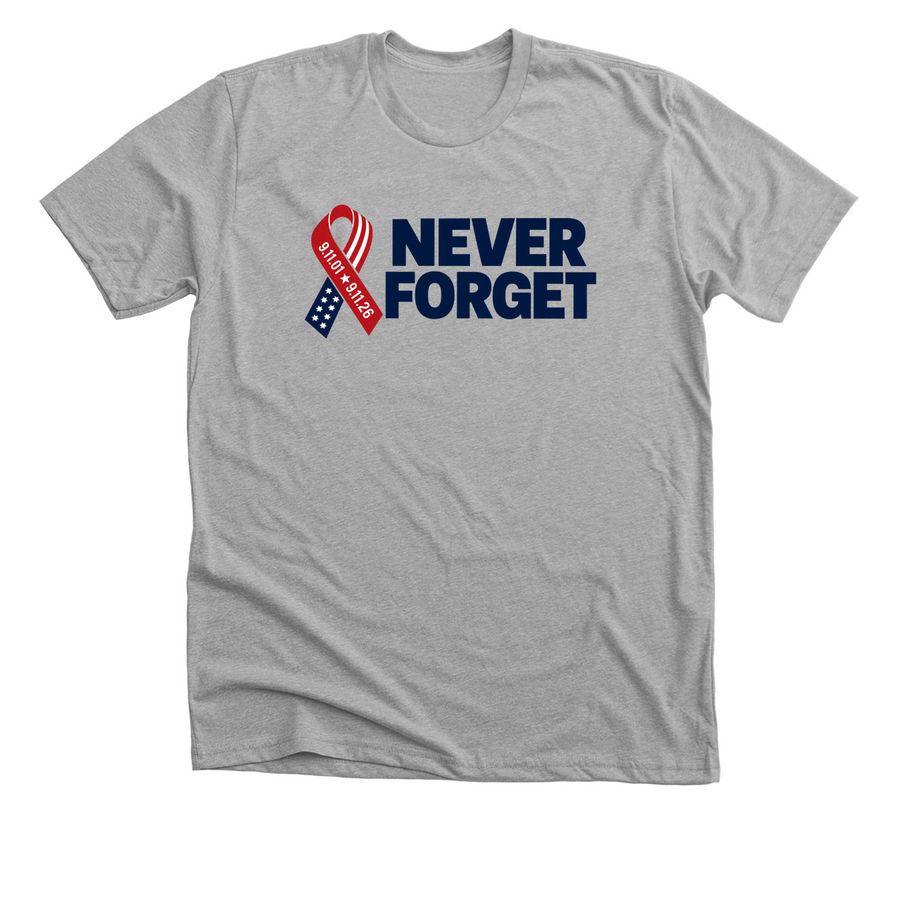 Jim Harbaugh Never Forget 911 Memorial Shirt, a Athletic Heather Premium Unisex Tee