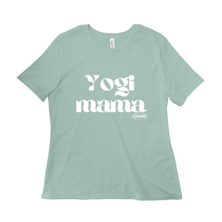 Yogi Mama, a Dusty Blue Women?s Relaxed Cotton Tee