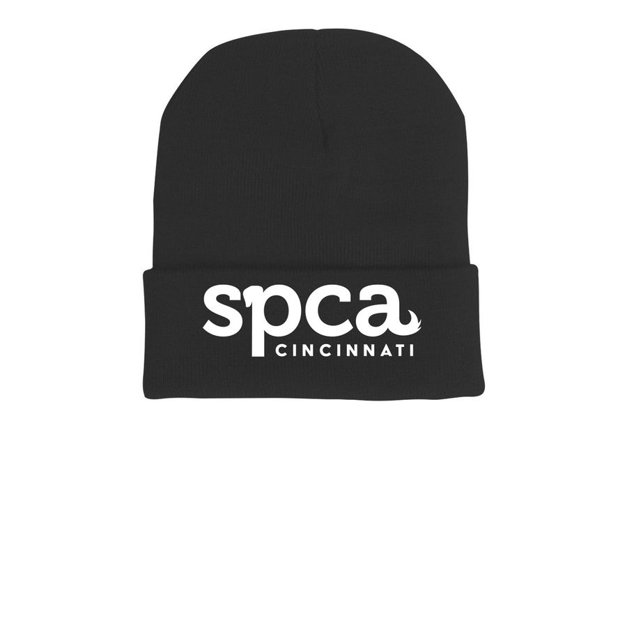 SPCA Cincinnati Beanie, a Black Printed Cuffed Beanie