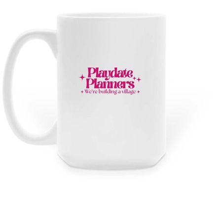 Playdate Planners villager slogan mug, a White Large Coffee Mug (back-view)