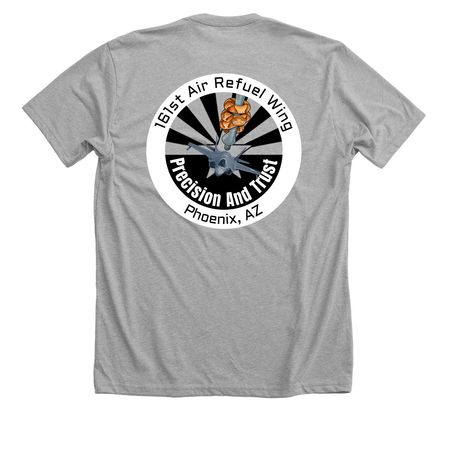 161st ARW Wing Clothing, a Athletic Heather Premium Unisex Tee (back-view)
