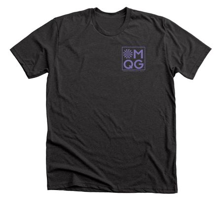 2026 OMQG Plus w/ logo (2-sided), a Dark Grey Heather Premium Unisex Tee