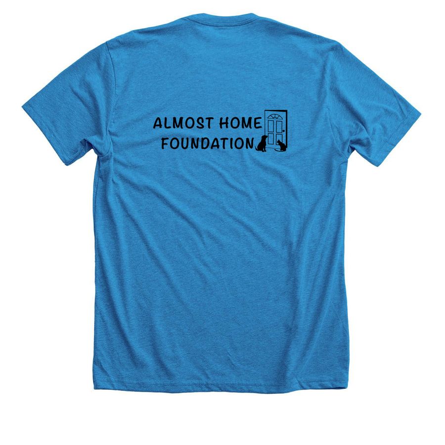 Sleeps with Dogs, a Neon Blue Premium Unisex Tee (back-view)