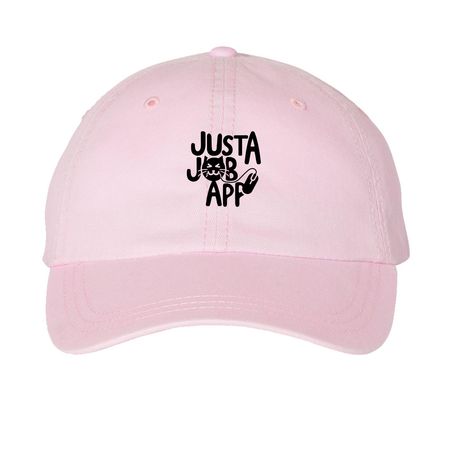 Hire Me Plz Hat (Black Logo), a Pink Printed Pigment Dye Baseball Cap