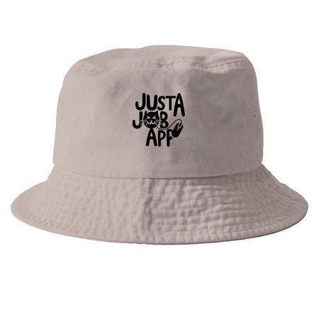 Hire Me Plz Hat (Black Logo), a Khaki Printed Bucket Hat