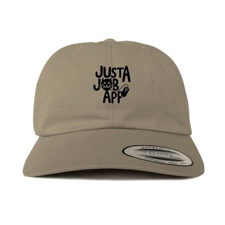 Hire Me Plz Hat (Black Logo), a Khaki Printed Classic Baseball Cap