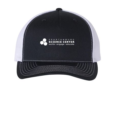 Spartanburg Science Center, a Navy/ White Printed Five-Panel Trucker Cap