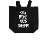 Stay Woke Large Tote, a Black Recycled Cotton Tote Bag (back-view)