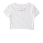 Crop Tops, a White Women's Fitted Cropped Tee (back-view)