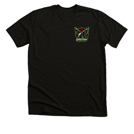 Reaper Eagle, a Solid Black Blend Premium Unisex Tee (back-view)