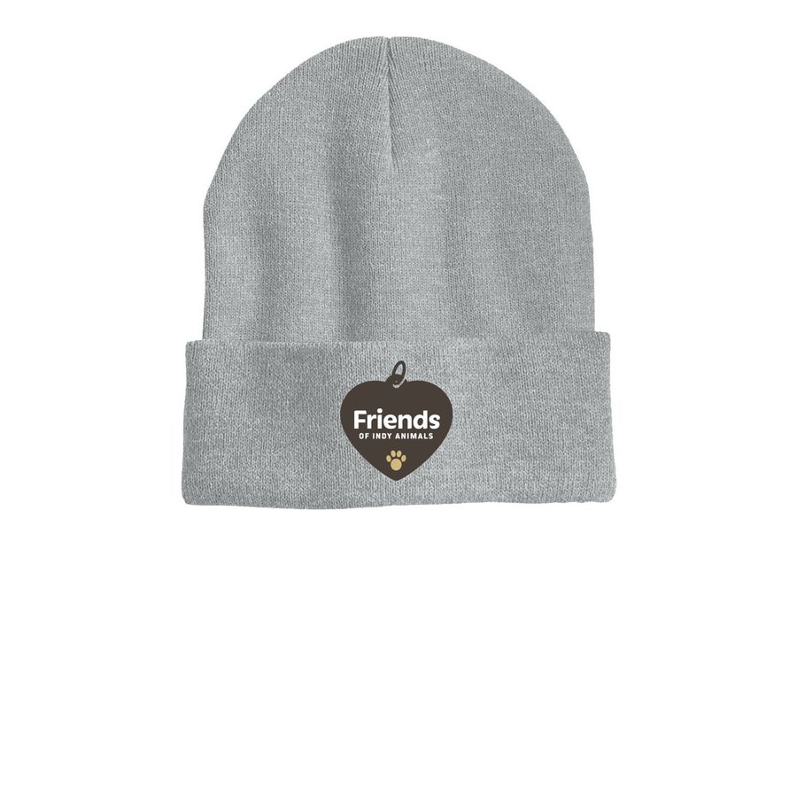 Friends of Indy Animals Standard Logo Beanie, a Heather Grey Printed Cuffed Beanie