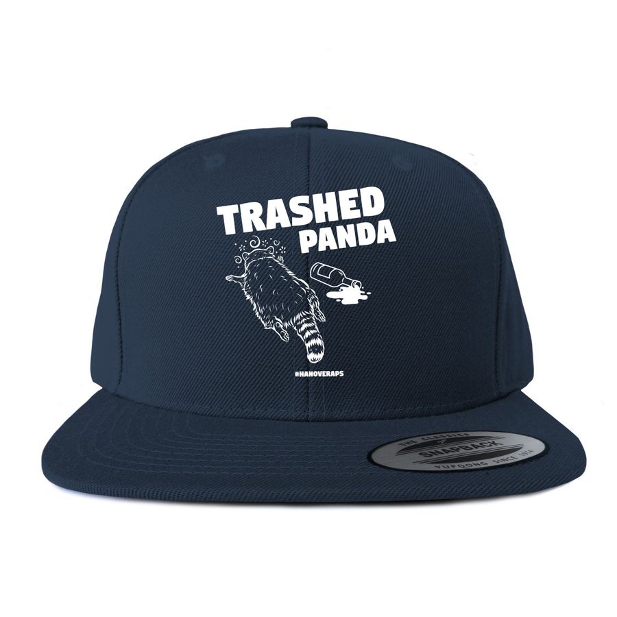 Trashed Panda, a Dark Navy Snapback Hat