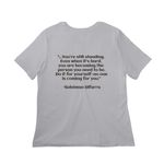 We are still standing- black&nbsp;, a Solid Athletic Grey Women?s Relaxed Cotton Tee (back-view)