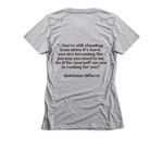 We are still standing- black&nbsp;, a Dark Heather Grey Women's Slim Fit Tee (back-view)