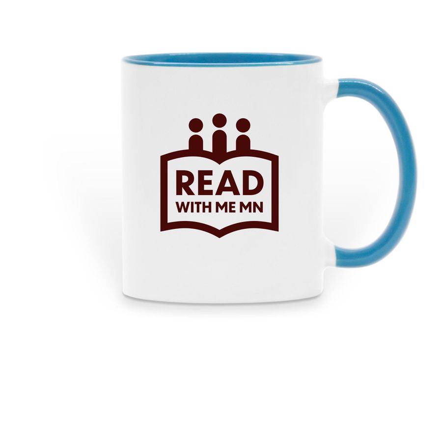 Read With Me MN Mug, a Light Blue Two-Tone Ceramic Mug