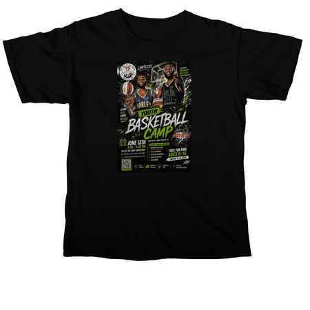 Basketball Camp Dedign, a Black Comfort Colors Unisex Tee