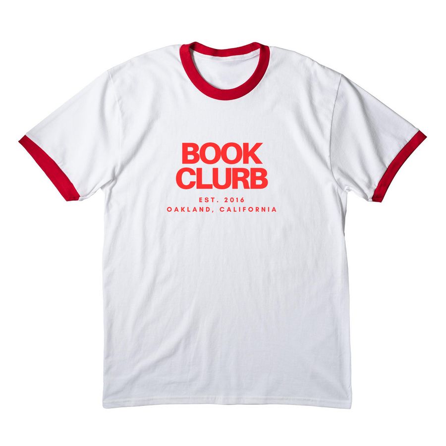 Book Clurb for WFP, a White/ Red Cotton Ringer Tee