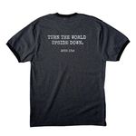 Start a Holy Ruckus, a Dark Heather Grey/ Jet Black Cotton Ringer Tee (back-view)