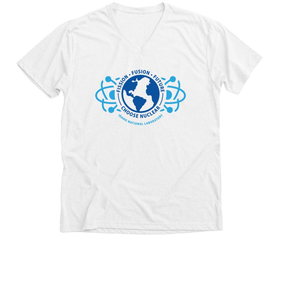Fission, Fusion, Future, a Solid White Blend Premium V-Neck Tee
