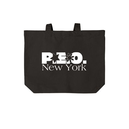P.E.O. NY Tote Bags, a Deep Black Cotton Canvas Tote Bag