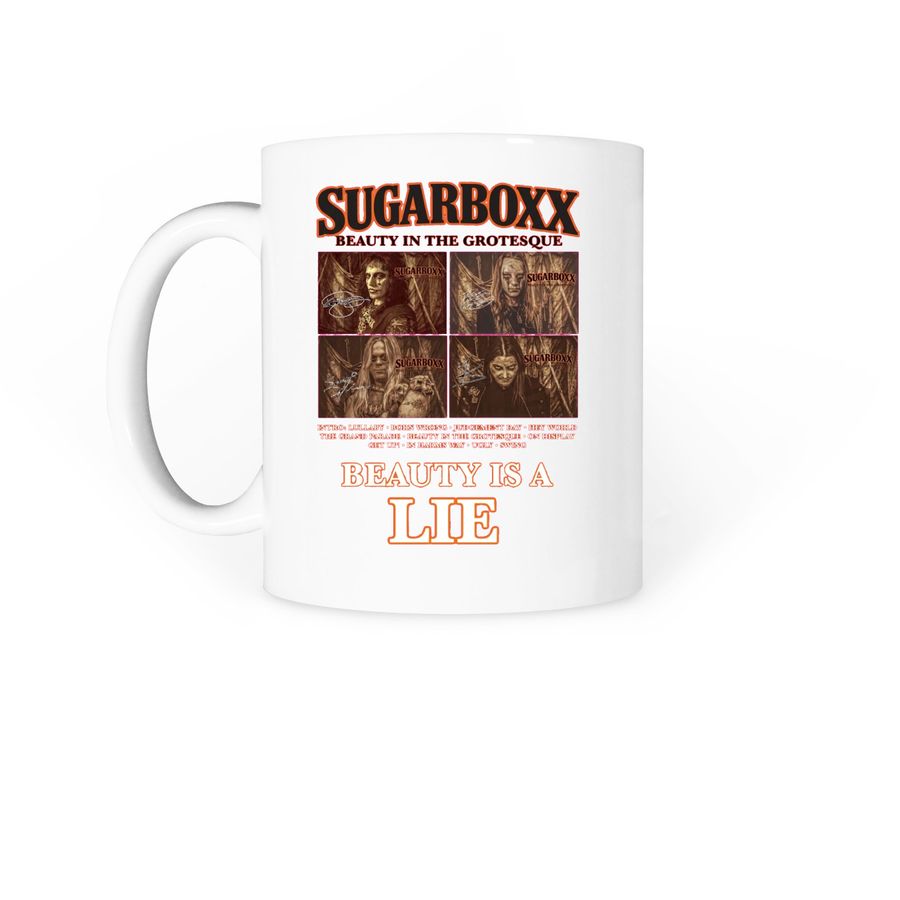 SUGARBOXX ?Beauty in the Grotesque Mugs?, a White Coffee Mug (back-view)