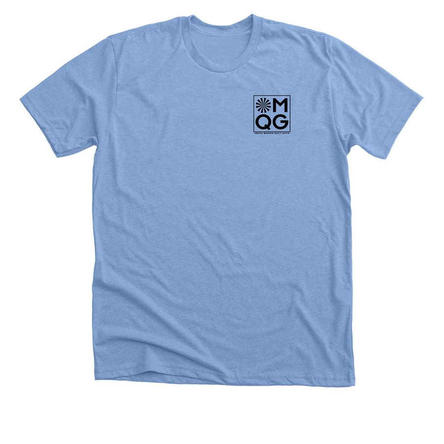 OMQG logo alternate (on back), a Heather Carolina Blue Premium Unisex Tee