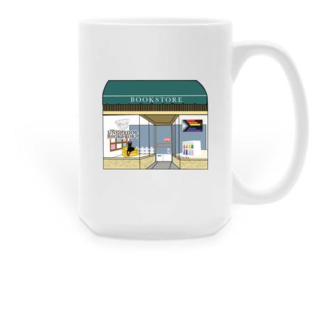 Underdog Bookstore Mugs, a White Large Coffee Mug