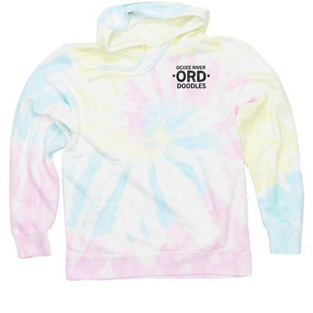 Ocoee River Doodles, Summer Vibes, a Sunset Swirl Tie Dye Pullover Hoodie