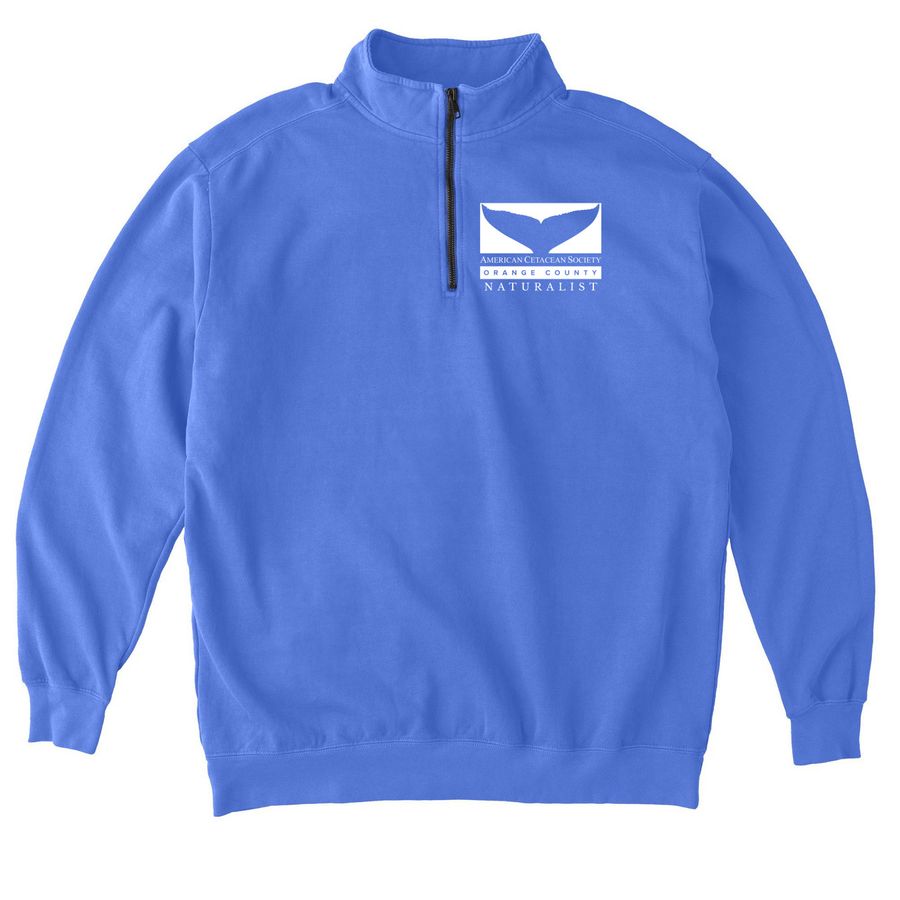 NATURALIST Classic Pocket & Back Text, a Flo Blue Comfort Colors Quarter Zip Pullover