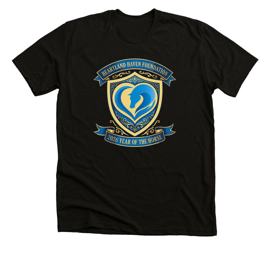 Heartland Haven - Year of the Horse Knight, a Solid Black Blend Premium Unisex Tee