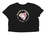 "I'm Fine", a Black Women?s Flowy Cropped Tee (back-view)