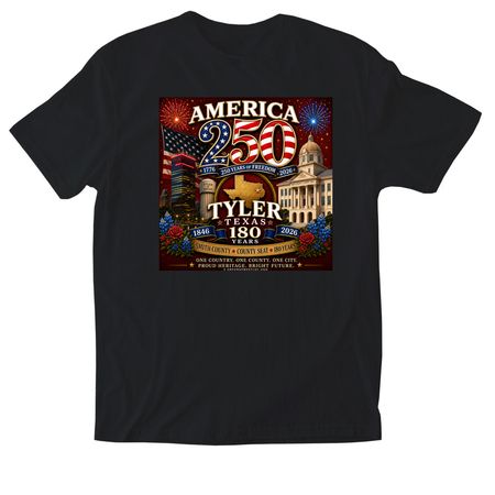 America 250 ? Tyler Texas 180 Legacy Edition, a Black Softstyle Cotton Tee