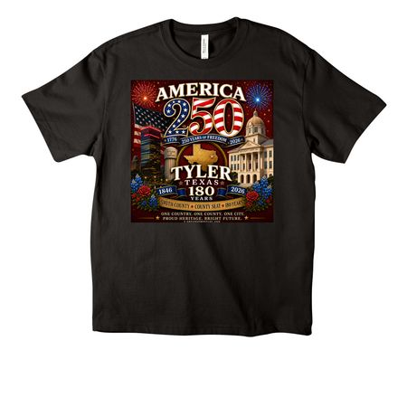 America 250 ? Tyler Texas 180 Legacy Edition, a Black Unisex Heavyweight Tee
