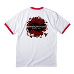 Narrowpath Martial Arts, a White/ Red Cotton Ringer Tee (back-view)