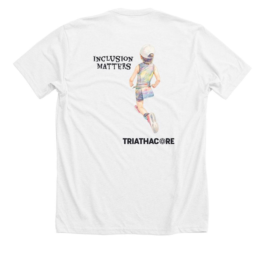 Inclusion matters&nbsp;, a Solid White Blend Premium Unisex Tee (back-view)