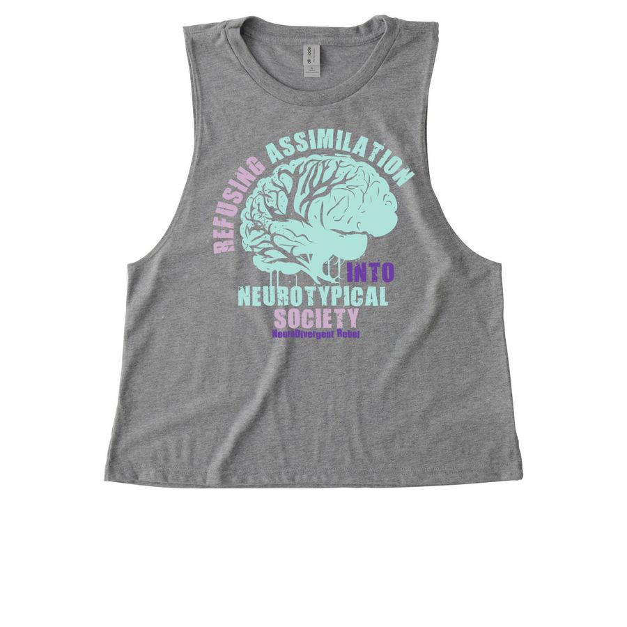 NeuroRebel Rebel&nbsp;Refusing Assimilation Shirt, a Aluminum Grey Allmade Eco Triblend Women?s Muscle Tank