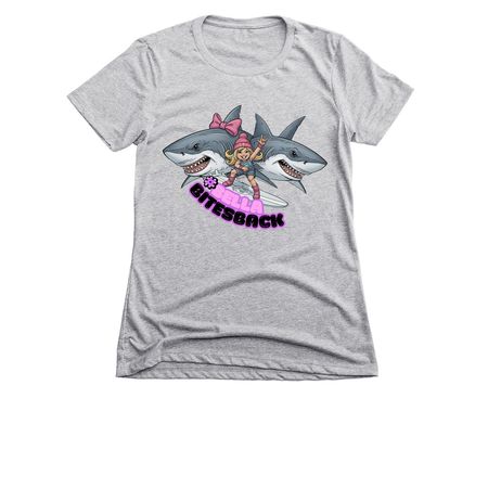 BELLA BITES BACK&nbsp;, a Dark Heather Grey Women's Slim Fit Tee