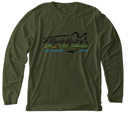Musky Mastery Merch!, a Heather Military Green Premium Long Sleeve Tee