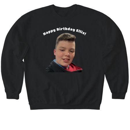 Happy Birthday Ellis, a Black Softstyle Crewneck Sweatshirt