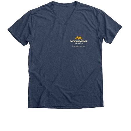 Navy Chest Design, a Heather Navy Premium V-Neck Tee