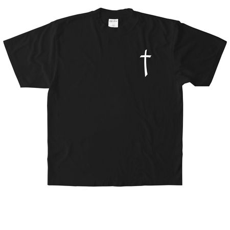 cross with faith over fear, a Black Heavyweight Garment Dye Tee