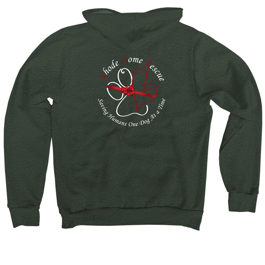 Pawliday Tree 2024, a Heather Forest Premium Pullover Hoodie (back-view)