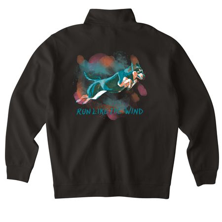 Run Like The Wind, a Black Midweight Quarter Zip Pullover