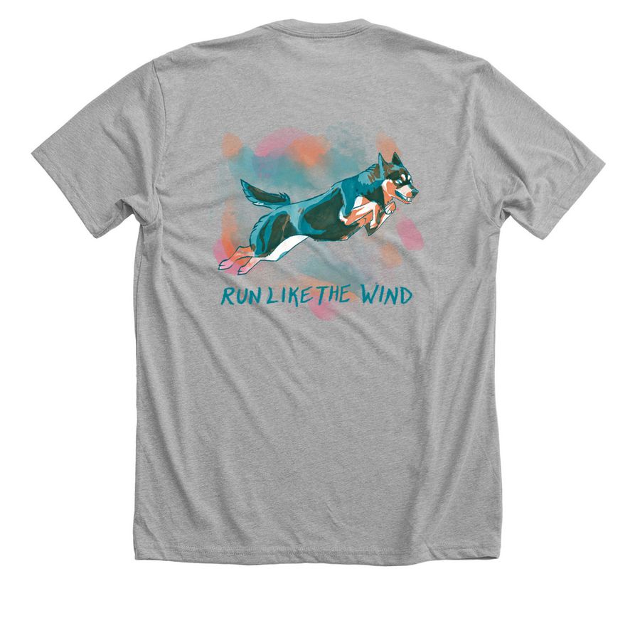 Run Like The Wind, a Athletic Heather Premium Unisex Tee (back-view)