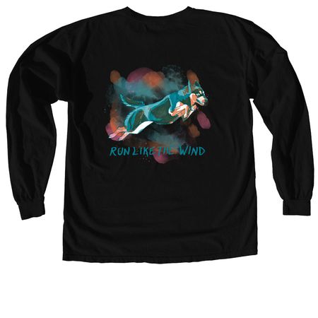 Run Like The Wind, a Black Comfort Colors Long Sleeve Tee