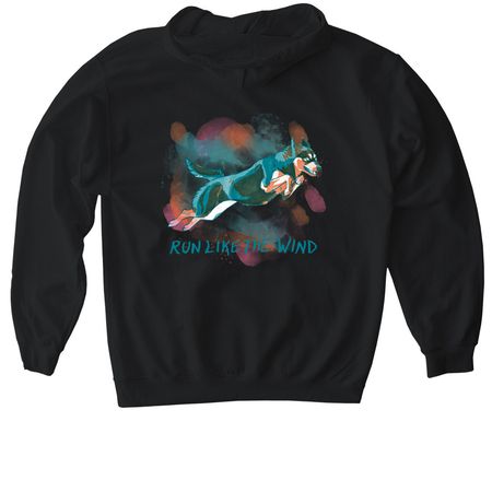 Run Like The Wind, a Black Gildan Softstyle Pullover Hoodie