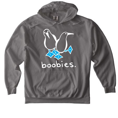 Two Boobies (Light w/ Blue Feet), a Grey Comfort Colors Pullover Hoodie