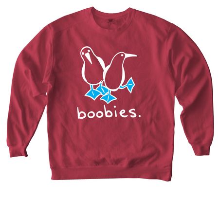 Two Boobies (Light w/ Blue Feet), a Crimson Comfort Colors Crewneck Sweatshirt