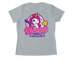 ODC Unicorns&nbsp;, a Silver Women's Performance Tee (back-view)