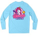 ODC Unicorns&nbsp;, a Light Blue UV Performance Long Sleeve Tee (back-view)